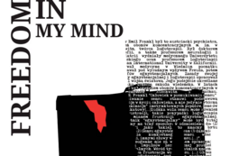 Białe tło, czarna walizka, kształt n&oacute;g człowieka ułożony z&nbsp;napis&oacute;w. Treść: Freedom in my Mind, 18 listopada 2023, godzina 19.00 Regionalne Centrum Kultury w&nbsp;Pile. Spektakl inspirowany życiem Viktora E. Frankla, w&nbsp;wykonaniu Teatr Pracownia Lalek 