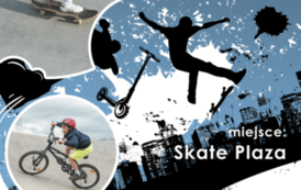 Treść: Wakacyjna Akademia na Skate Plazie, miejsce: Skate Plaza Piła, logotypy: Miasto Piła, MOSiR Piła; Weekendy w godzinach 11.00 - 13.00, wyłączając 9-10 lipca i 13-14 sierpnia. INFORMACJE: karol.leszczynski@mosir.pila.pl, tel. 604 577 087, udział bezp