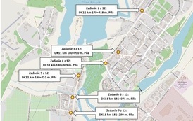 Plan części miasta Piły z zaznaczonymi lokalizacjami