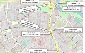 Plan części miasta Piły z zaznaczonymi lokalizacjami