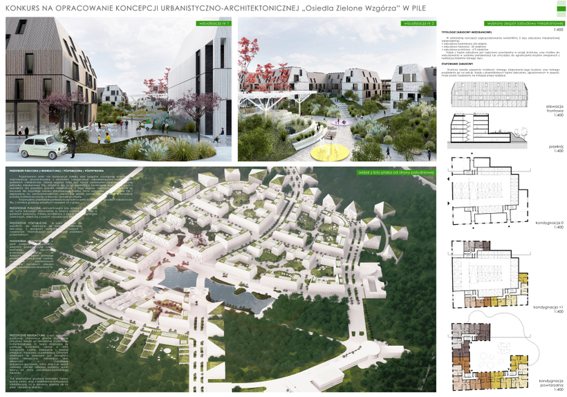 Zwycięski projekt konkursu na opracowanie koncepcji osiedla ,,Zielone Wzgórza"