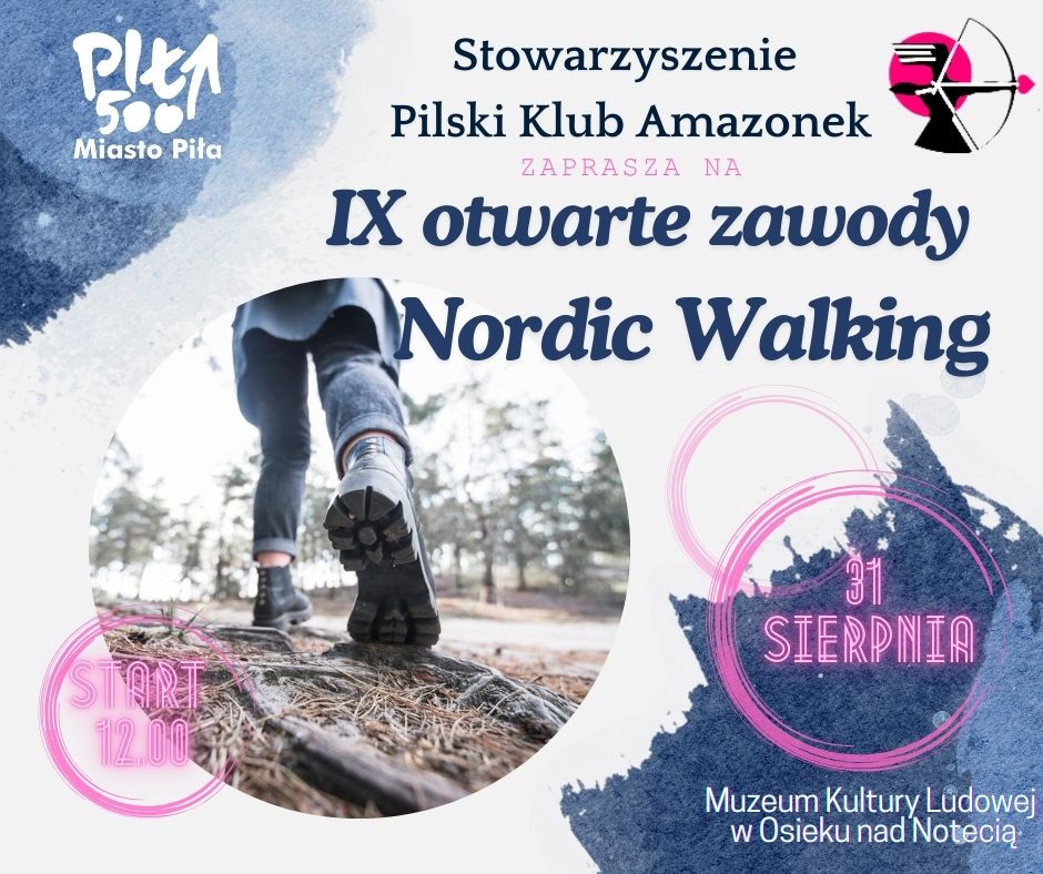 Plakat z&nbsp;zaproszeniem do zawod&oacute;w nordic walking.