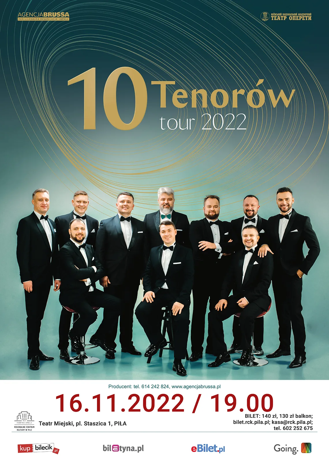 10 Tenorów Dziesięciu mężczyzn w garniturach, treść: 10 Tenorów 16 października 2022, godzina 19.00