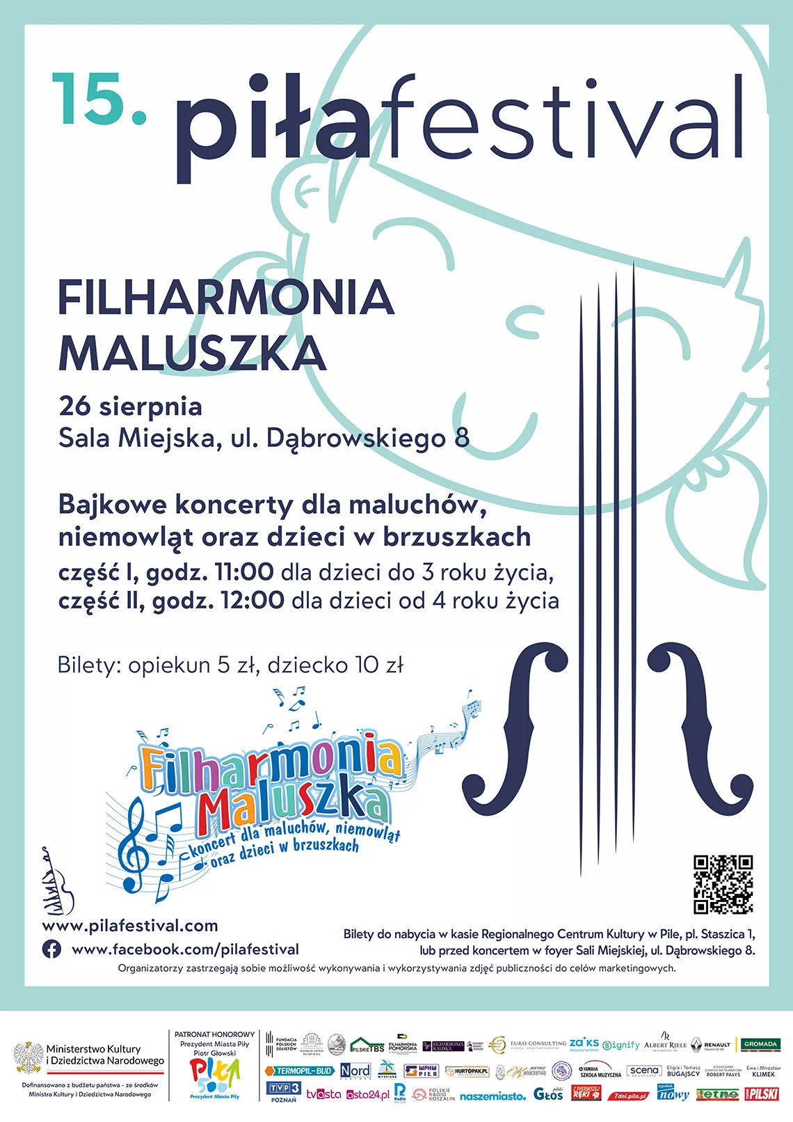 Piła Festival | Filharmonia Maluszka, Bajkowe koncerty dla maluchów, niemowląt oraz dzieci w brzuszkach  cz. I, godz. 11.00 dla dzieci do 3 roku życia cz. II, godz. 12.00 dla dzieci od 4 roku życia  Program: fragmenty utworów dostosowanych muzycznie do wieku dzieci