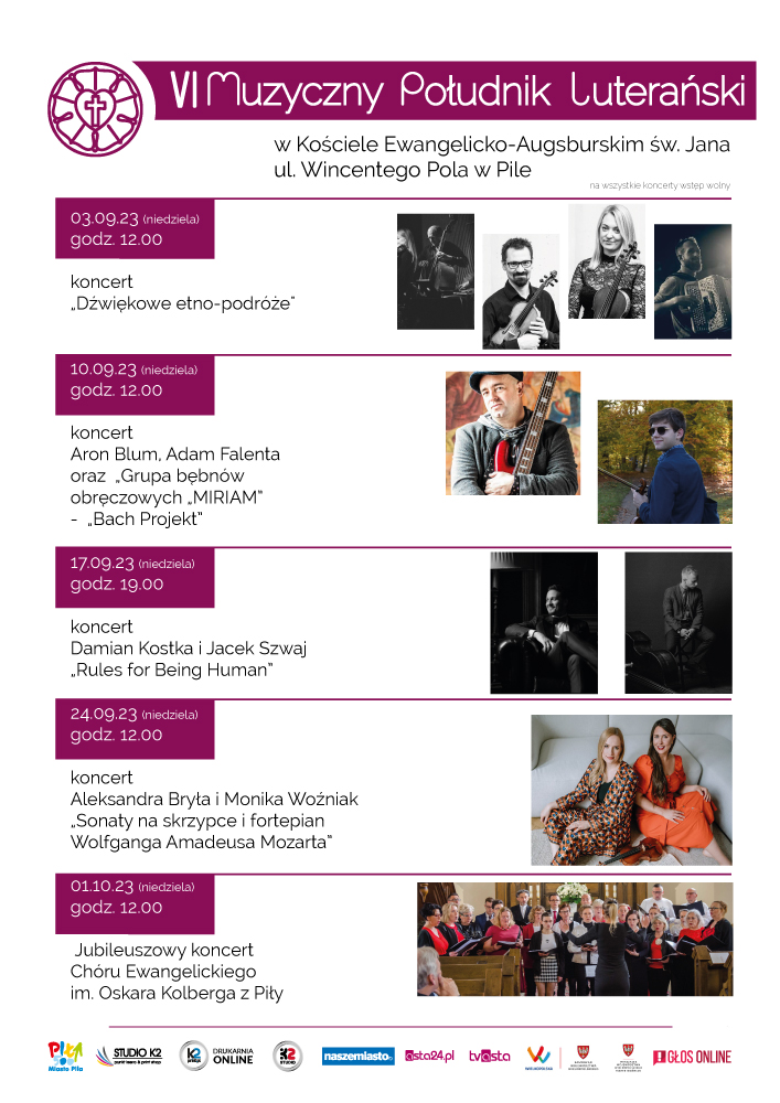 VI Muzyczny Południk Luterański, program wydarzenia, zdjęcia artystów