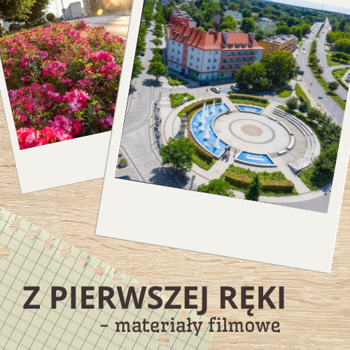Zdjęcie miasta z lotu ptaka, kawałek wyrwanej z notesu kartki, treść: z pierwszej ręki.